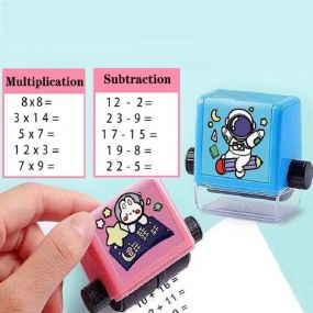 MUREN Math Roller Stamps Combo of 2 Multiplication & Subtraction Rolling Ink Stamp for Kids Early Education Pre-School Digital Reusable Roll On for School Teaching Supplies-Multicolor
