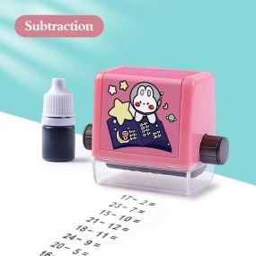 MUREN Math Roller Stamps Subtraction Rolling Ink Stamp for Kids Early Education- Digital Reusable Roll On for School Teaching Supplies-Multicolor