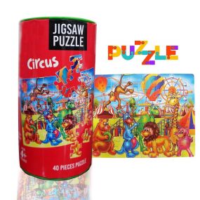 MUREN Mini Jigsaw Puzzles Circus Theme for Kids Play & Learn, Creativity, Memory Building, Fun Mind Games (40 Pieces) - Multicolor