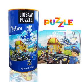 MUREN Mini Jigsaw Puzzles Police Theme for Kids Play & Learn, Creativity, Memory Building, Fun Mind Games (40 Pieces) - Multicolor