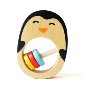 Shumee Penguin wooden rattle Multi-Coloured
