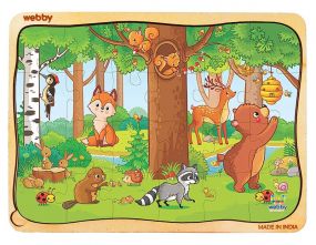 Webby Playful Animals Wooden Jigsaw Puzzle, 24pcs for Kids 4 Years+