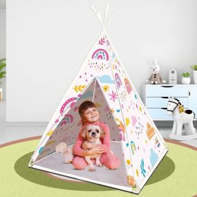 Webby Rainbow Teepee Play Tent House for Kids for Kids 3+ Years
