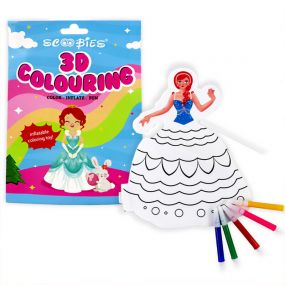 Scoobies Inflatables - Princess | 3D Princess Chelsa | With 5 Markers | Reusable Inflatable Toy for Kids 3+ Years