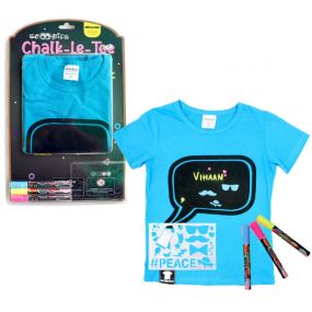 Scoobies Chalk-Lee-Tee | Blue Speech Bubble Design | With Chalk Markers & Stencil | Reusable | Washable for Kids 3+ Years