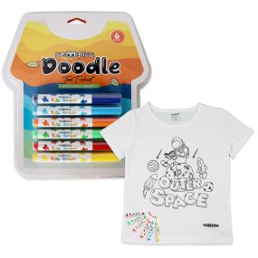 Scoobies Doodle Tee Shirts Boys | With Fabric Markers | DIY Coloring Tshirt | Washable & Reusable for Kids 3+ Years