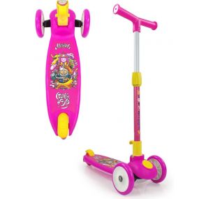 NHR Road Runner Smart Kick Scooter, 3 Adjustable Height, Foldable & PVC Wheels with Brakes for Kids, Weight Capacity 40 Kg (3+ Years Pink)