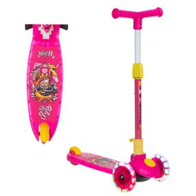 NHR Smart Kick Scooter, 3 Adjustable Height, Foldable Scooter, Skate Scooter for Kids, Attractive PVC Wheel with Led Light for Kids, Age Upto 3+ Years (45 Kg, Pink)