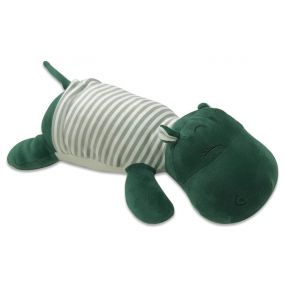 Webby Soft Animal Plush Sleeping Hippopotamus Toy Green, 30cm for Kids 2+ Years