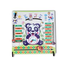 The Funny Mind 7 Activities Panda Teaching Clock & Calender with Weather, Days, Months, Dates, Greetings, and Seasons Board Wooden Toy Game for Kids, Toddlers, and Babies | Preschool Educational Toy | Montessori Toy