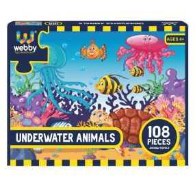 Webby Underwater Animals Wooden Jigsaw Puzzle, 108 Pieces for Kids 4 Years+
