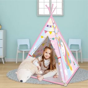 Webby Unicorn Teepee Play Tent House for Kids 3+ Years - Multicolor