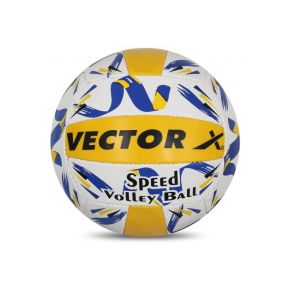 Vector X Speed PVC Hand Stitched 18 Panel Volleyball (Yellow-Blue) Size - 4  (Assorted Colours, 1-unit will be sent at Random)