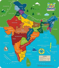 Webby Wooden Educational Learning India Political Map Puzzle Board for Kids 5+ Years