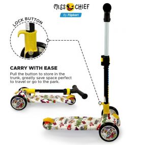 NHR Colorful Graffiti Scooty, 3 Wheel Scooter for Kids, Babies, Toddlers with Adjustable Height, Brake Scooter for Kids 3 to 10 Years (Multicolor)