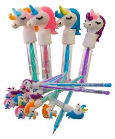 Toyshine Pack of 12 Dolls Colourful Pencils for Girls With Rubber Unicorn Tops