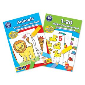 Orchard Toys Set of 2: Animals and 1-20 Sticker Colouring Books for Kids 3+ Years