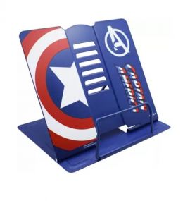 MUREN Book Stand Holder Blue Portable Metal Desktop Adjustable Foldable Cookbook Holder,Recipe Book Holder,Textbook Stand,Music Stand - Captain America