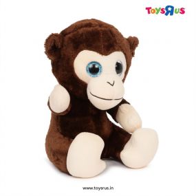 Mirada Plush 25Cm Monkey With Glitter Eye Soft Toy - Dark Brown