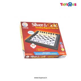 Ratnas Silver Gold Magnetic Chess Board Set for Kids & Adults