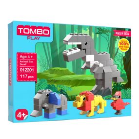 Tombo Play Animal Small Box Interlocking Building Blocks Set for 4+ Age Kids (117 Pieces)