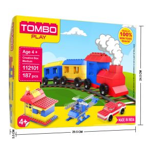 Tombo Play Creative Medium Box Interlocking Building Blocks Set for 4+ Age Kids (187 Pieces)
