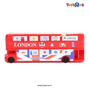Toyshine Double Decker London Bus Metal Pencil Box With Moving Tyres And Sharpner for Kids | Red X 1