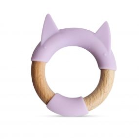 Little Rawr Wood And Silicone Teether Ring, Kitty (Purple)