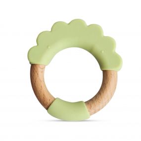 Little Rawr Wood And Silicone Teether Ring | Lion | Green